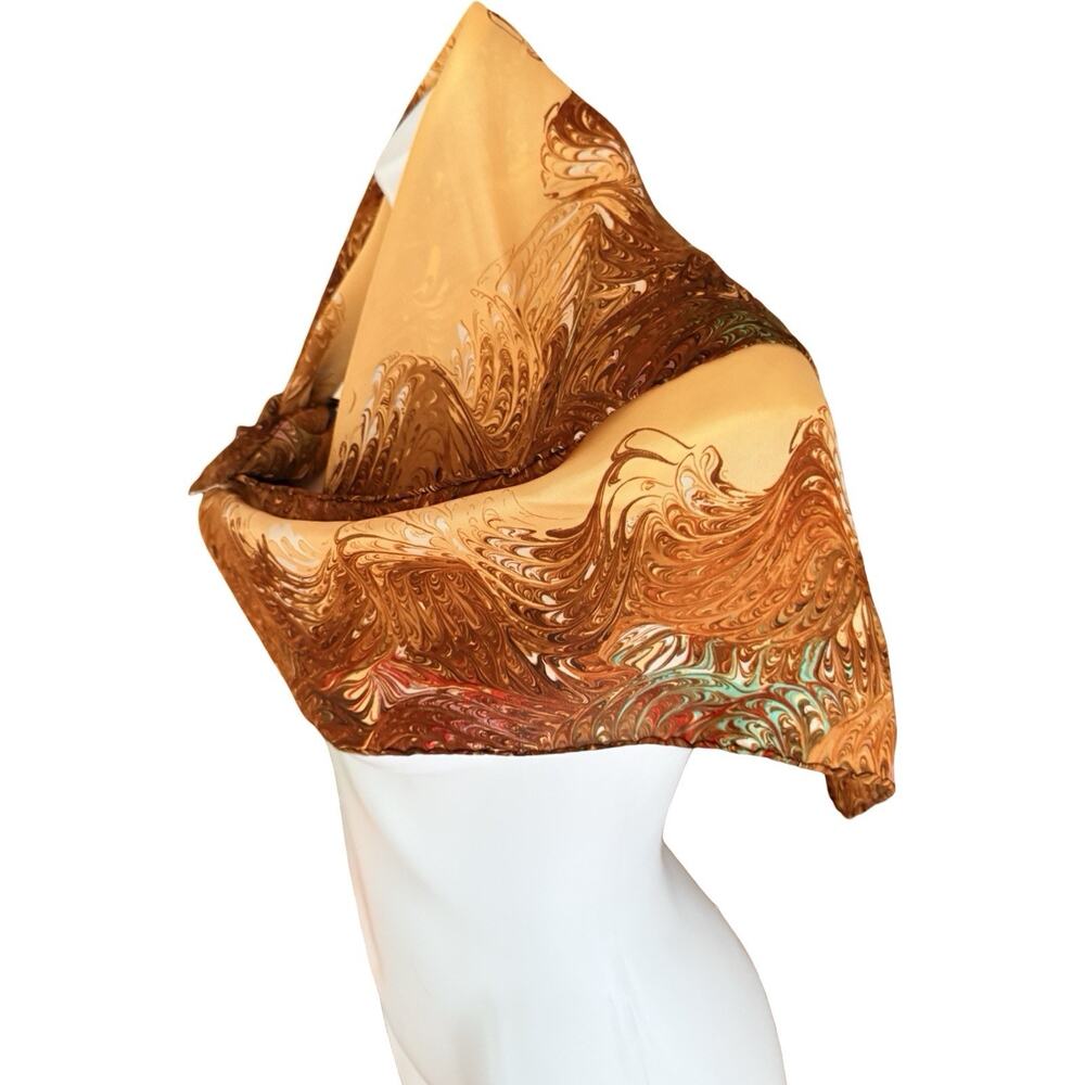 Vintage Japanese Burmel Hand Rolled Signed Silk Blend Scarf 30 X 30”